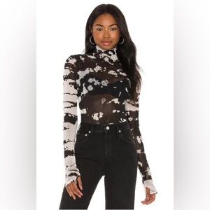 Enza Costa Black and White Tie-Dye Blouse